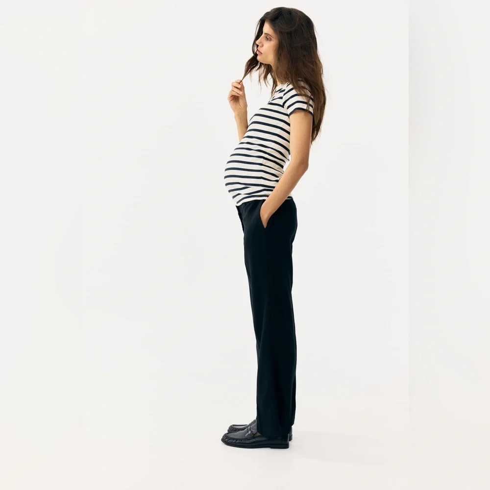 NWT H&M Mama Linen-Blend Dress Pants
